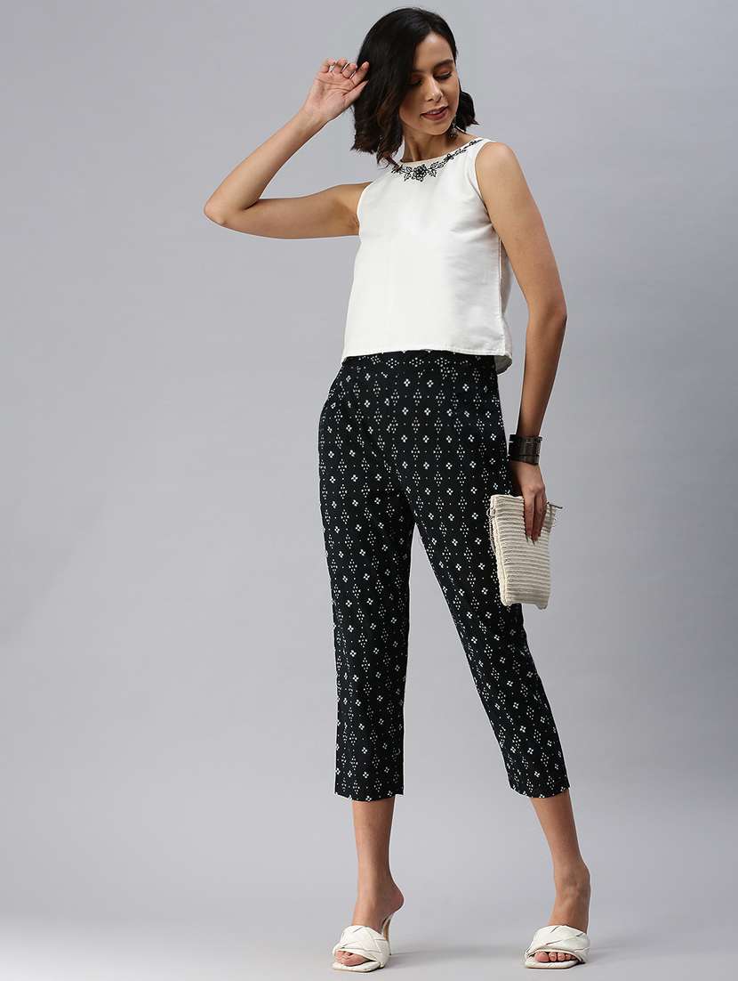 mid rise printed straight trouser - 18360198 -  Standard Image - 3
