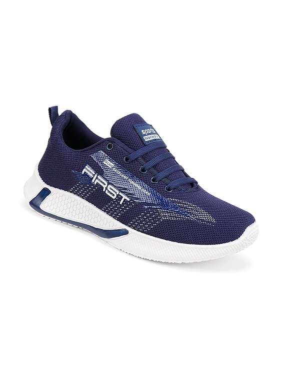 blue lace up sport shoe