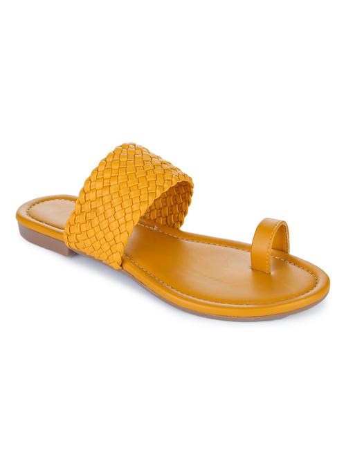 yellow synthetic slip on sandals - 18362275 - Standard Image - 0