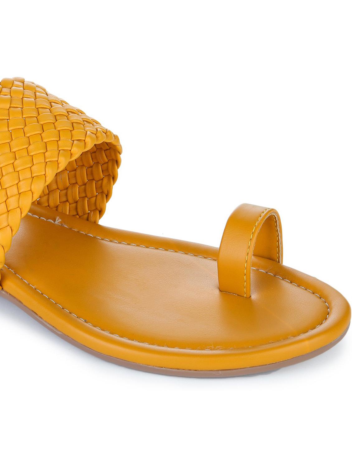 yellow synthetic slip on sandals - 18362275 - Standard Image - 3