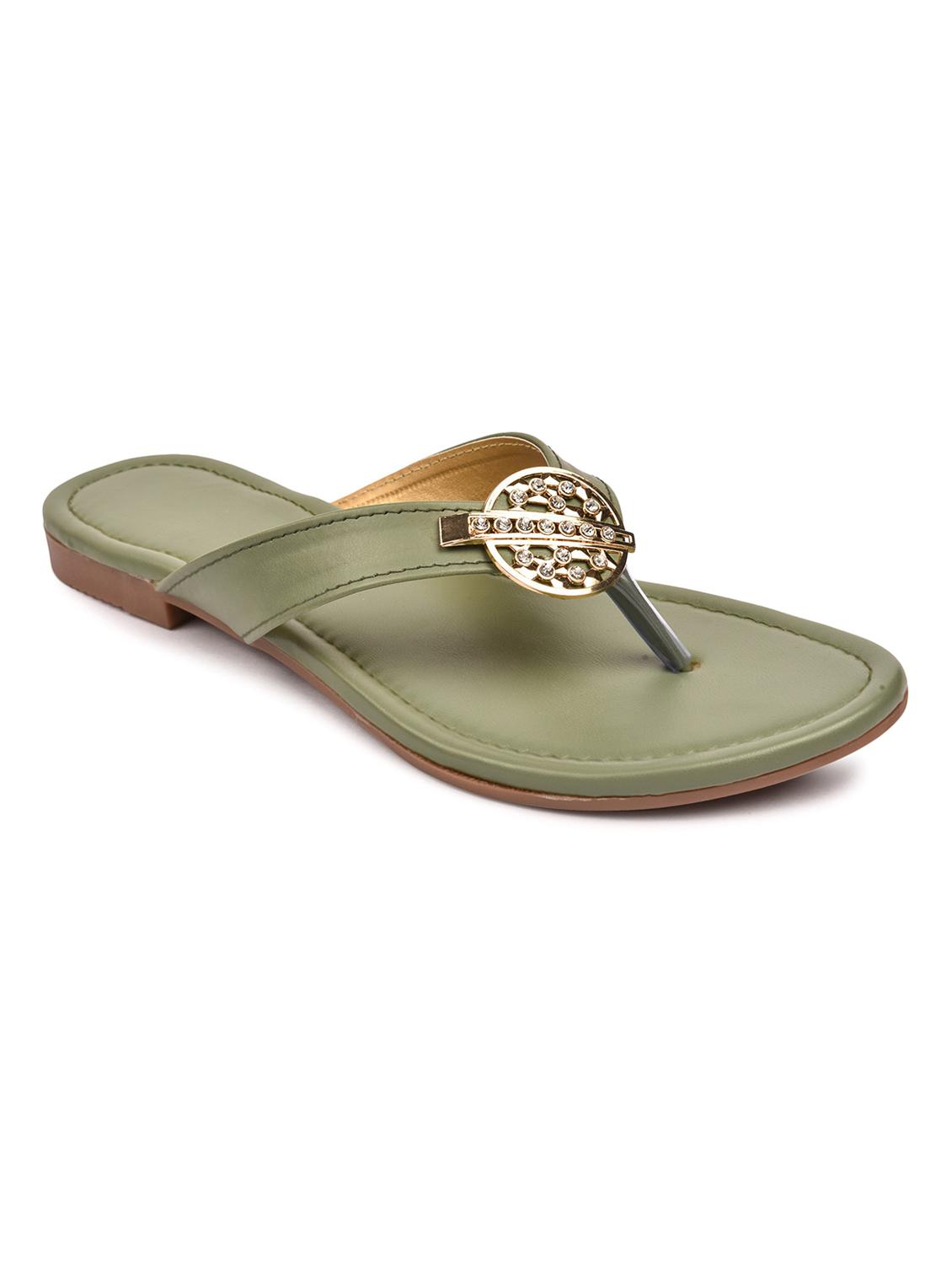 green synthetic slip on sandals - 18362308 - Zoom Image - 0
