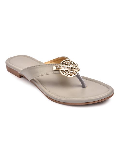 grey synthetic slip on sandals - 18362309 - Standard Image - 0