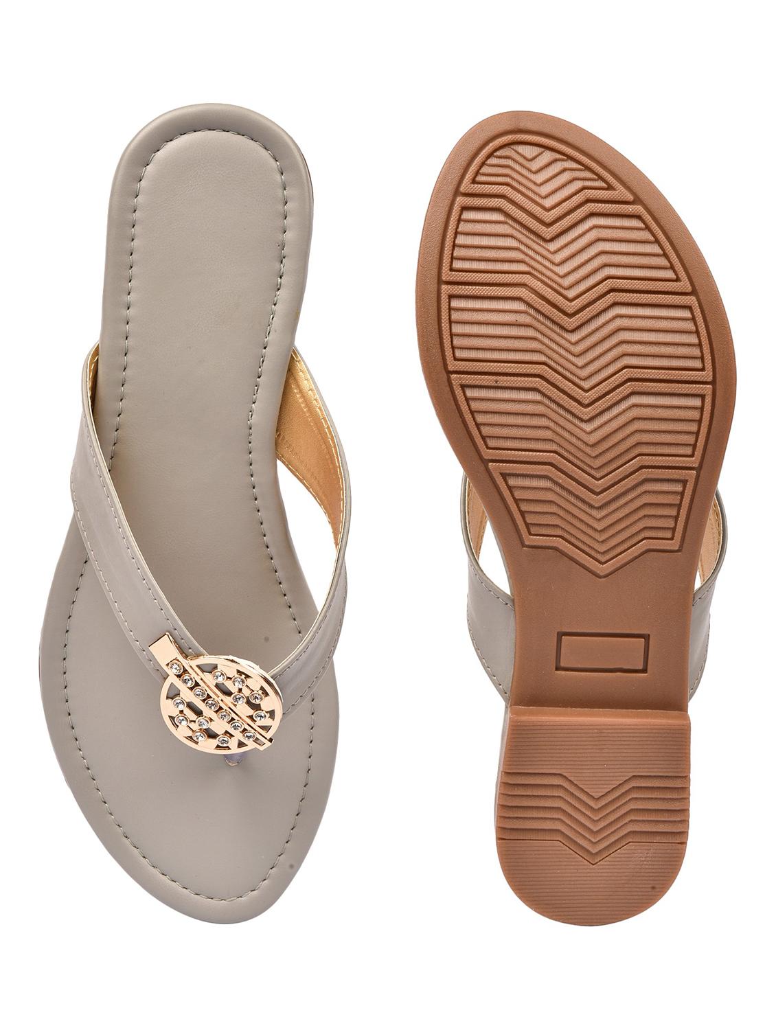 grey synthetic slip on sandals - 18362309 - Standard Image - 3