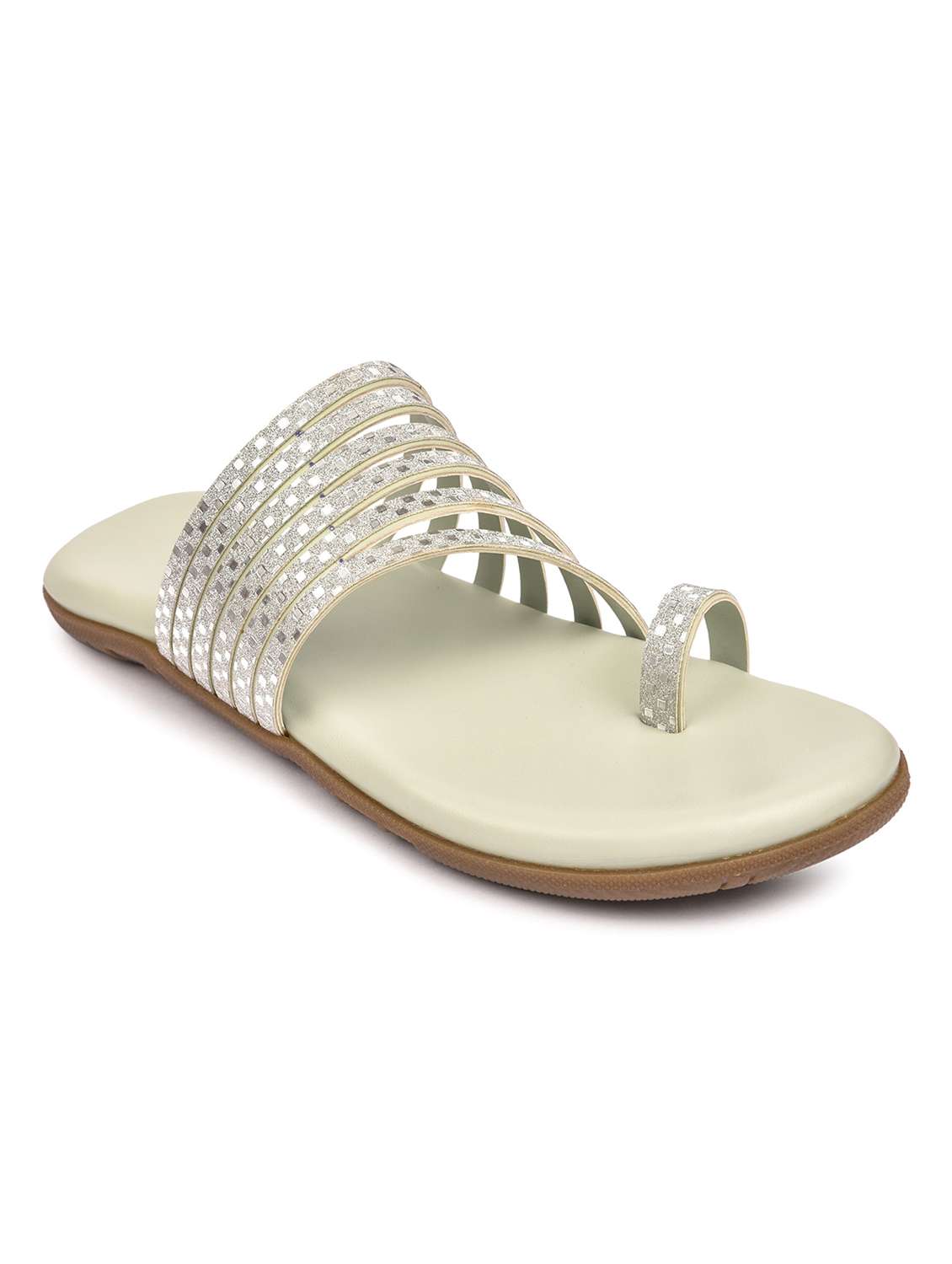 silver synthetic slip on sandals - 18362314 - Zoom Image - 0