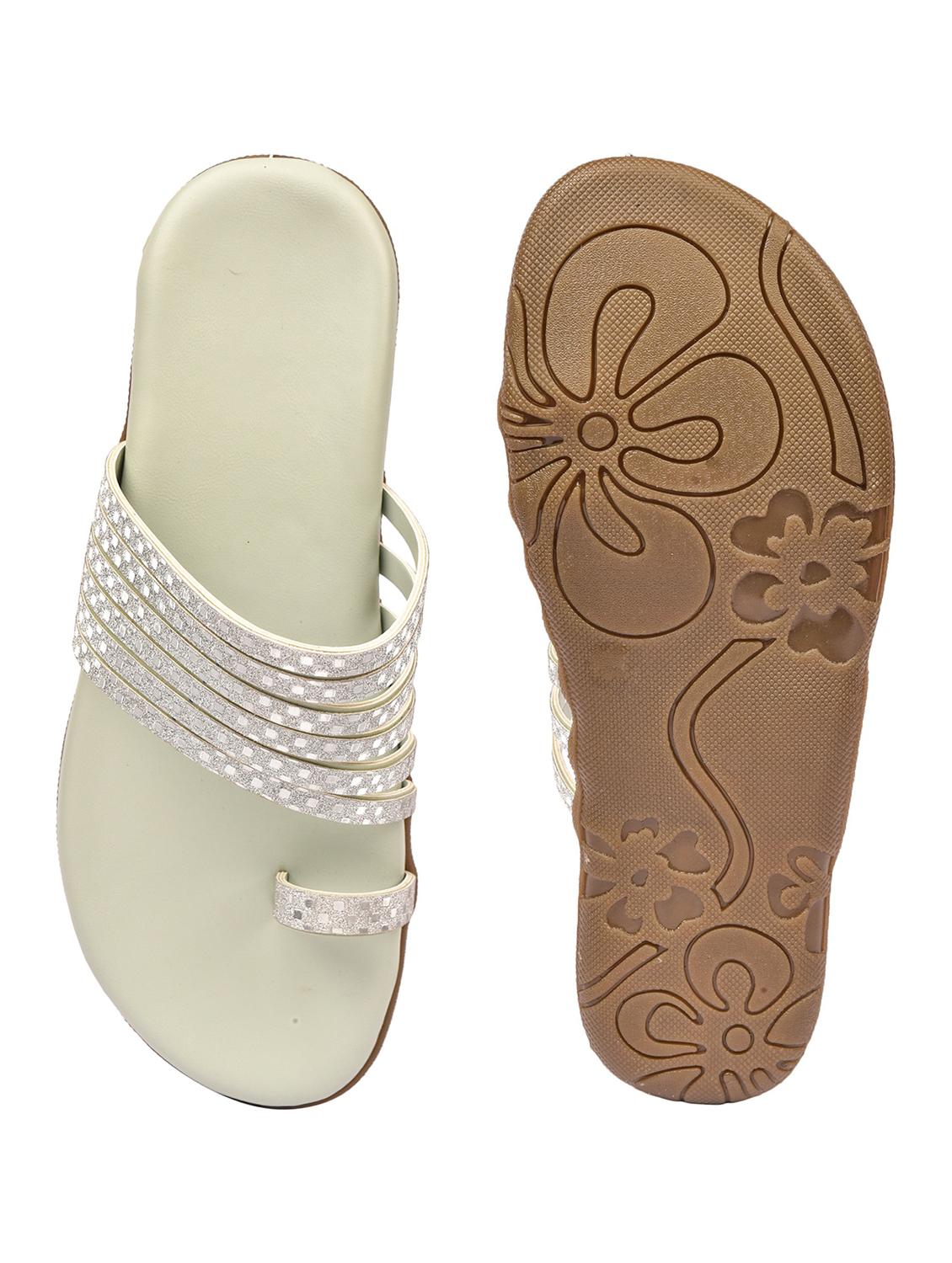 silver synthetic slip on sandals - 18362314 - Standard Image - 3