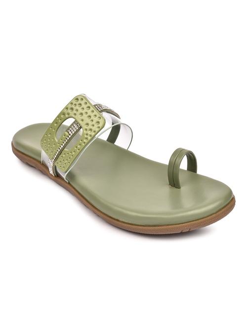green synthetic slip on sandals - 18362315 - Standard Image - 0