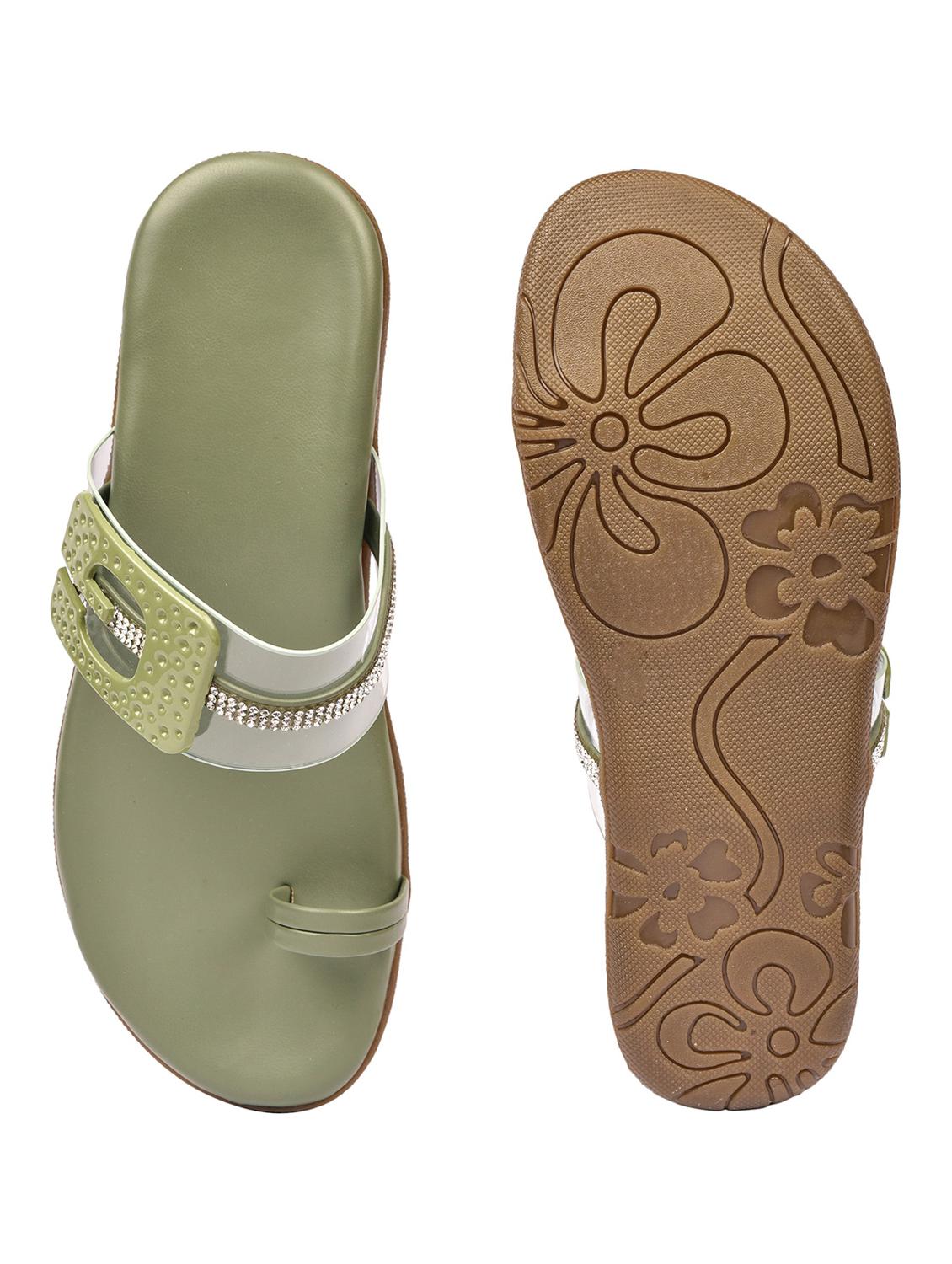 green synthetic slip on sandals - 18362315 - Standard Image - 3