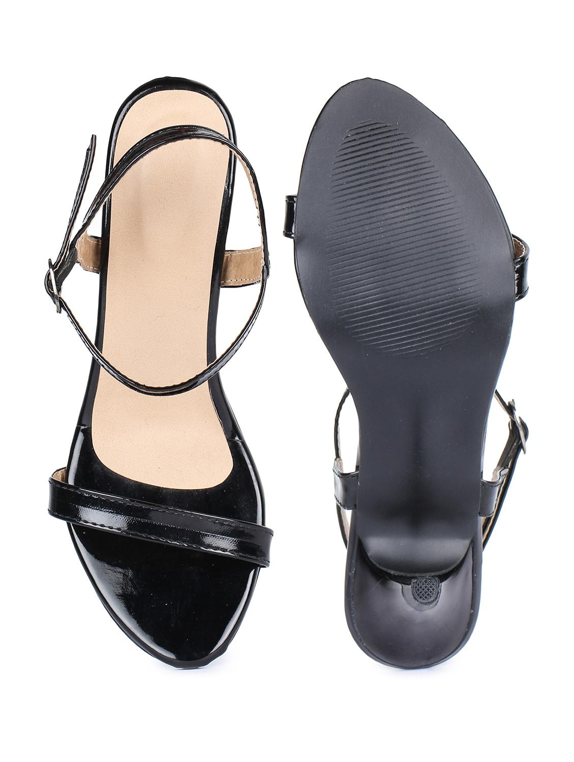 black synthetic ankle strap sandals - 18362343 - Standard Image - 3
