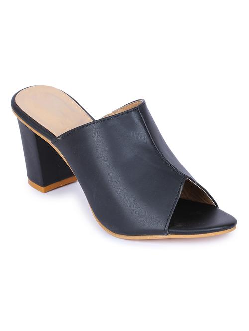 black synthetic slip on sandals - 18362348 -  Standard Image - 0