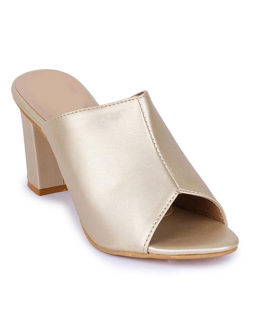 gold synthetic slip on sandals - 18362349 -  Standard Image - 0