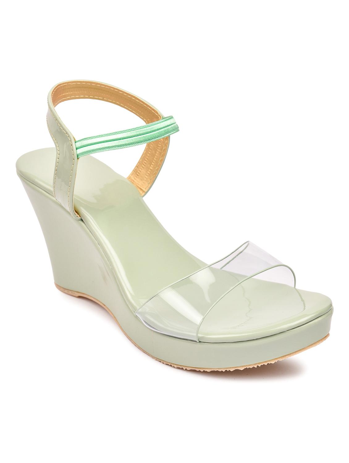 green synthetic slip on sandals - 18362404 -  Zoom Image - 0