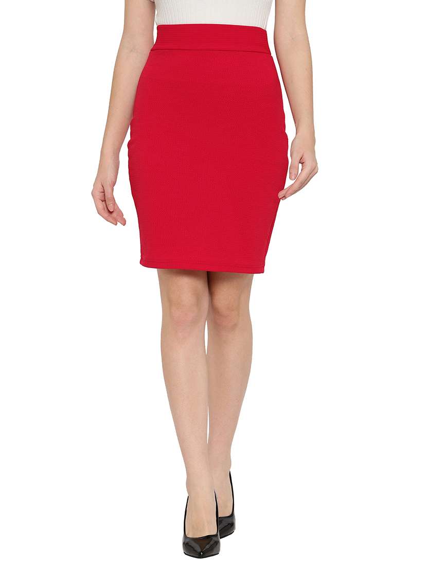 mid rise solid pencil skirts 