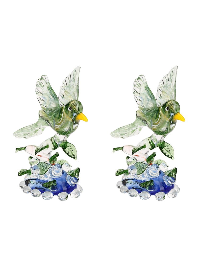 somil beautiful crystal glass bird ready to fly on a tree figurine (set of 2)-jr1 - 18364386 -  Zoom Image - 0