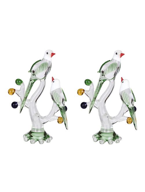somil crystal shining clear glass natural loving birds pair relaxing on a well-favoured tree (set of 2) - 18364396 - Standard Image - 0