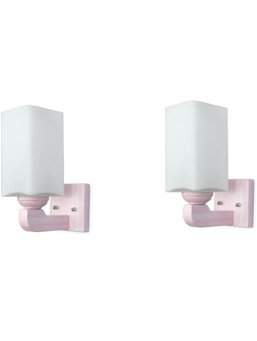 somil led sconce glass wall lamp/light with sweet pink wood fitting, 7 watt -df135 - 18364966 - Standard Image - 0
