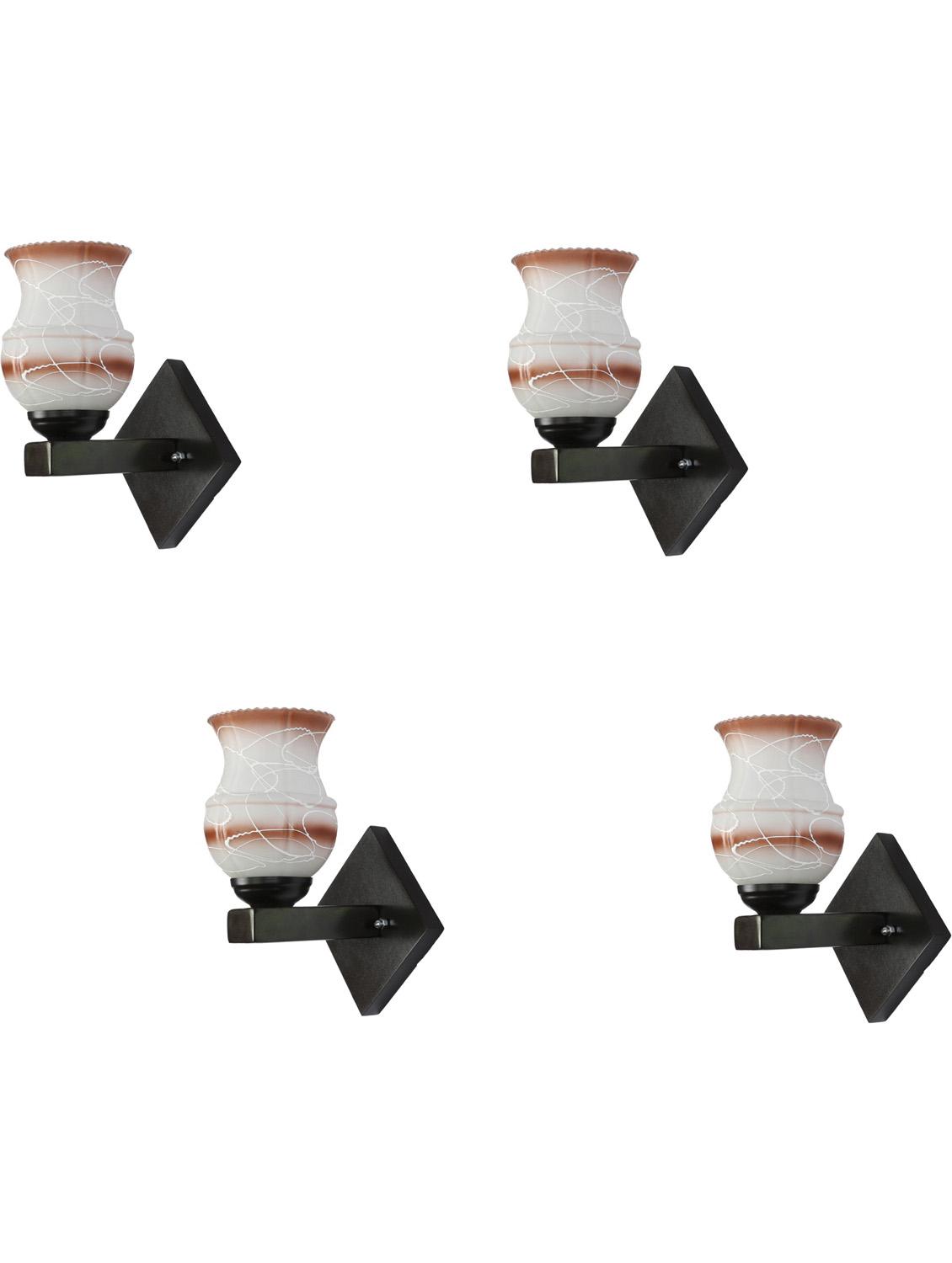 somil flat style designer led sconce wall lamp/ light, 7 watt, yellow, glass, wood, (set of four)-mot110 - 18365034 -  Zoom Image - 0