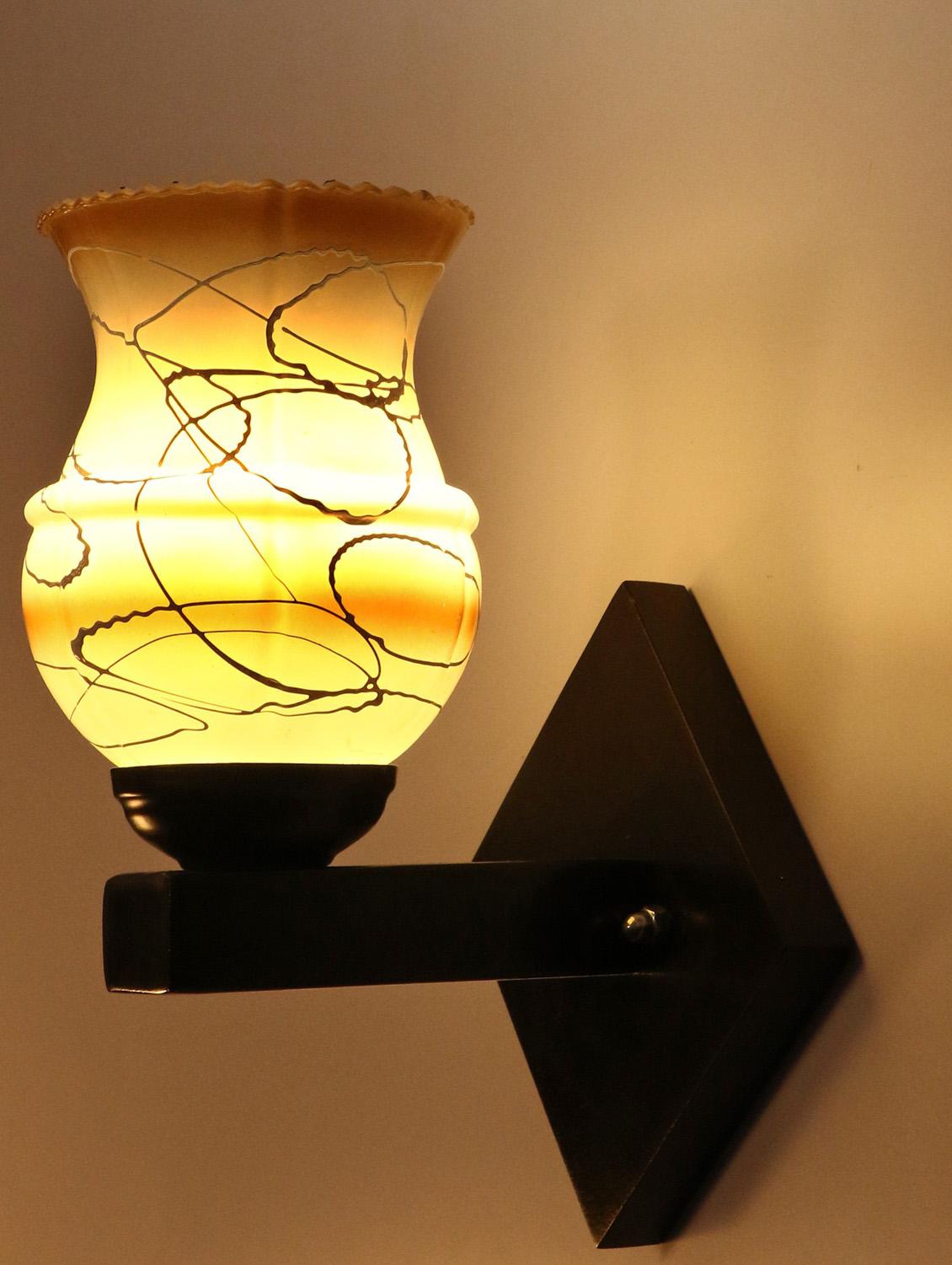 somil flat style designer led sconce wall lamp/ light, 7 watt, yellow, glass, wood, (set of four)-mot110 - 18365034 - Standard Image - 3