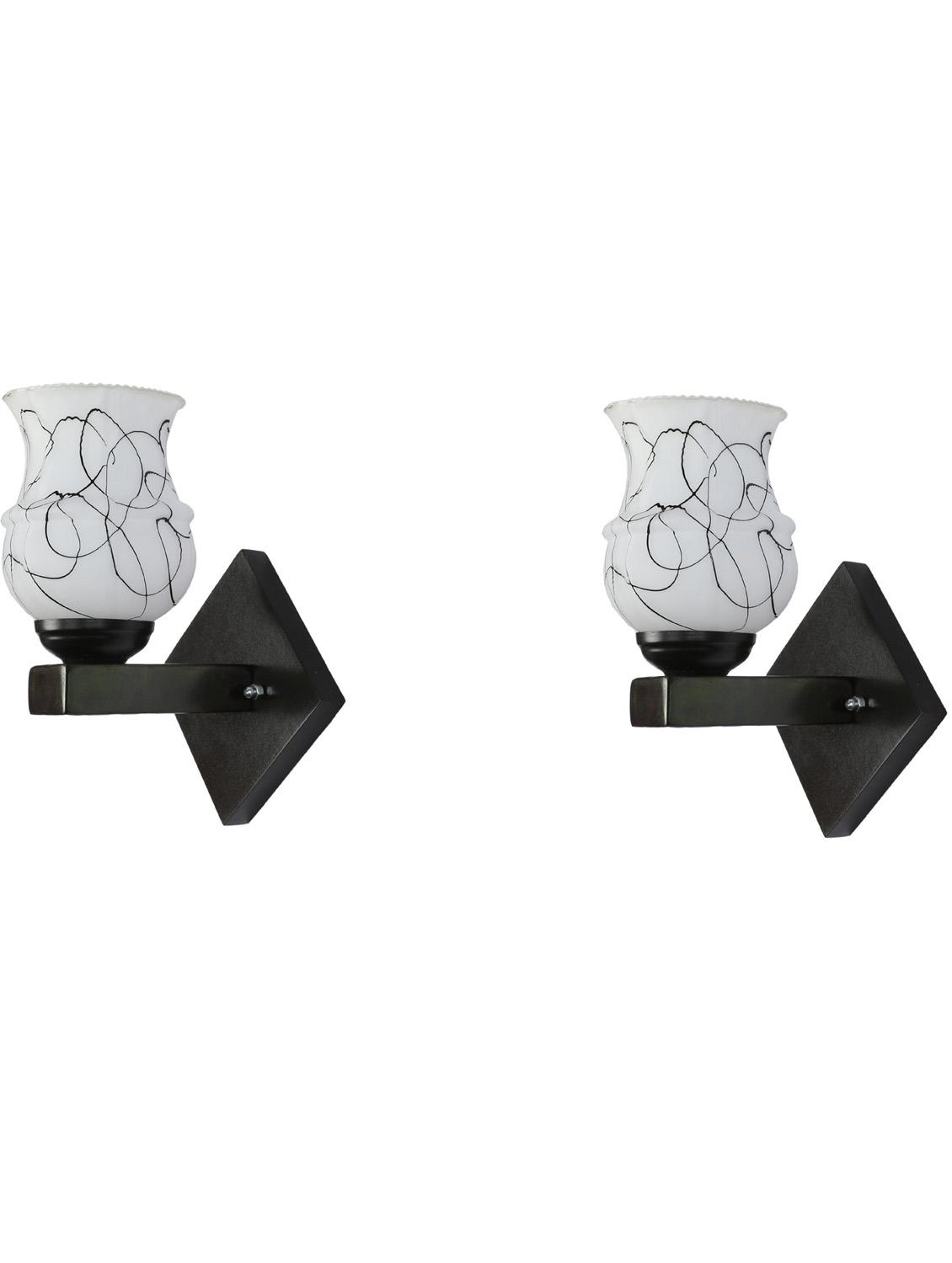 somil flat style designer led sconce wall lamp/ light, 7 watt, yellow, glass, wood, (set of two)-mot33 - 18365077 - Zoom Image - 0