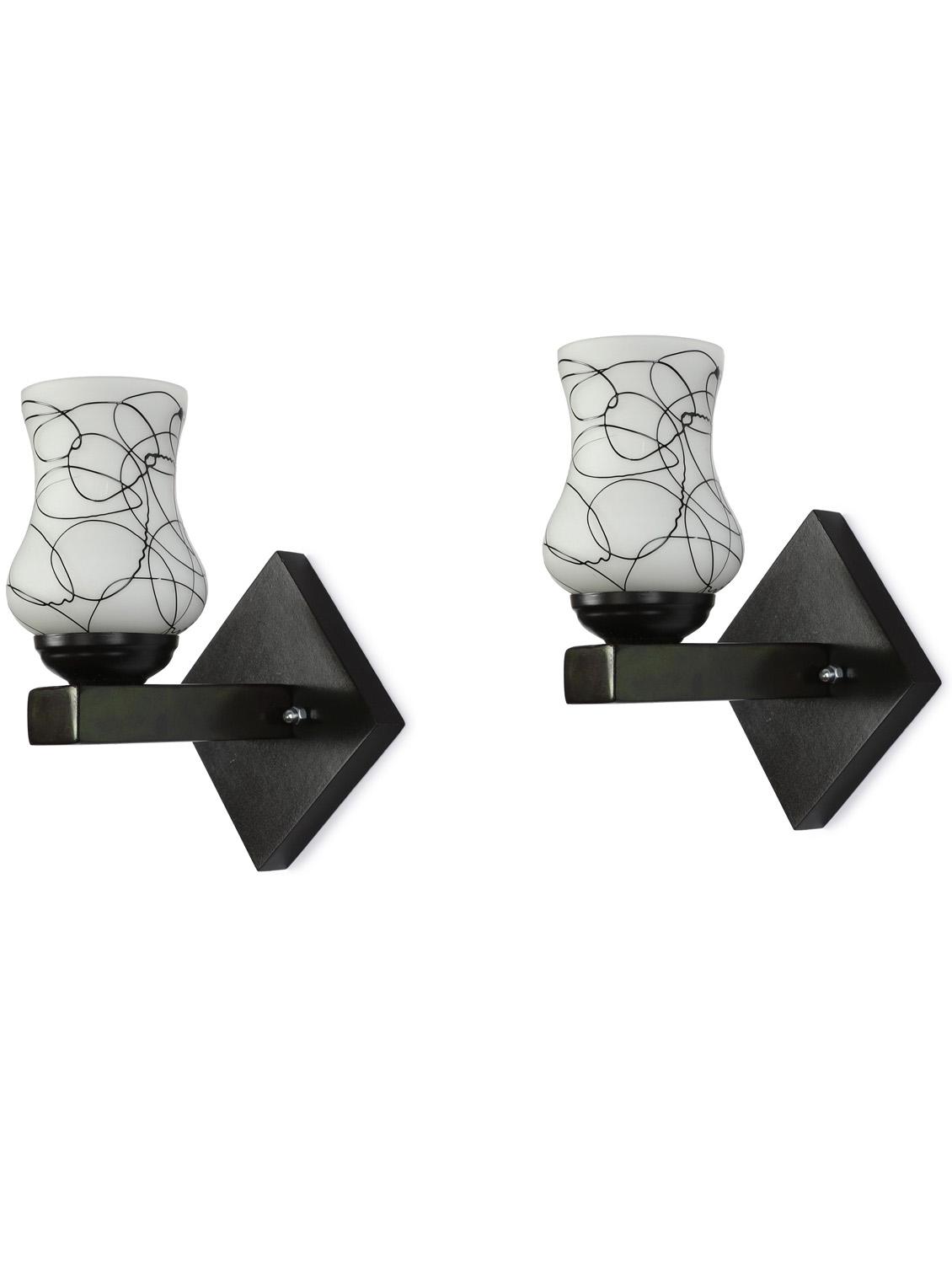 somil flat style designer led sconce wall lamp/ light, 7 watt, yellow, glass, wood, (set of two)-mot66 - 18365098 - Zoom Image - 0