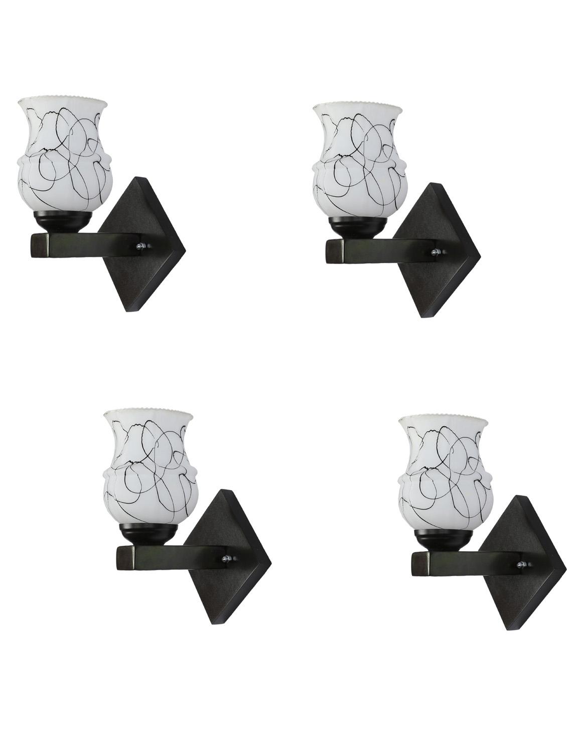 somil flat style designer led sconce wall lamp/ light, 7 watt, yellow, glass, wood, (set of four)-mot111 - 18365099 -  Zoom Image - 0