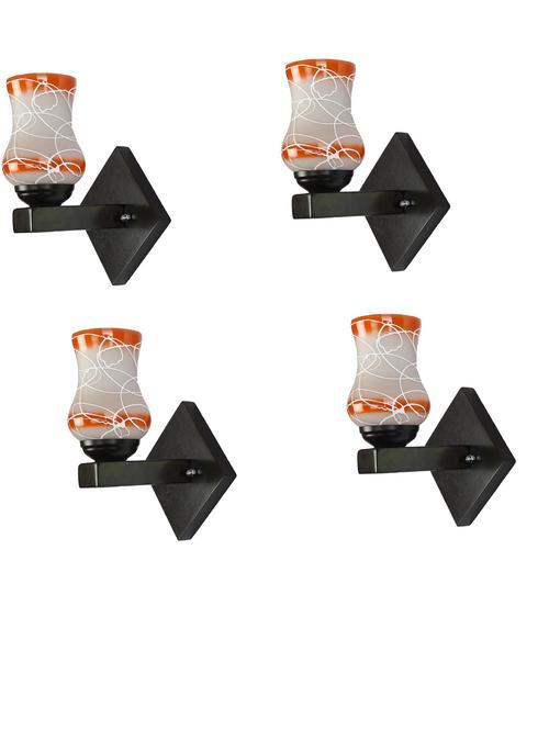somil flat style designer led sconce wall lamp/ light, 7 watt, yellow, glass, wood, (set of four)-mot145 - 18365182 - Standard Image - 0