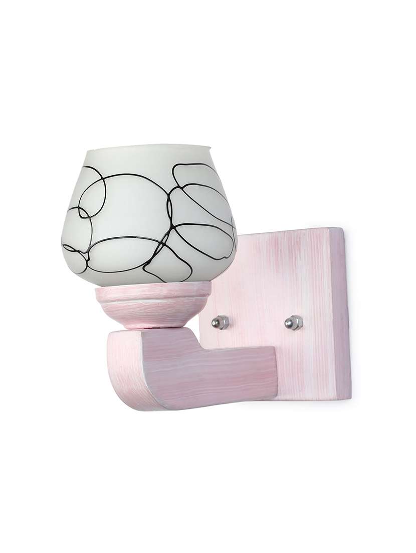 somil led sconce glass wall lamp/light with sweet pink wood fitting, 7 watt -df141 - 18365341 -  Standard Image - 3