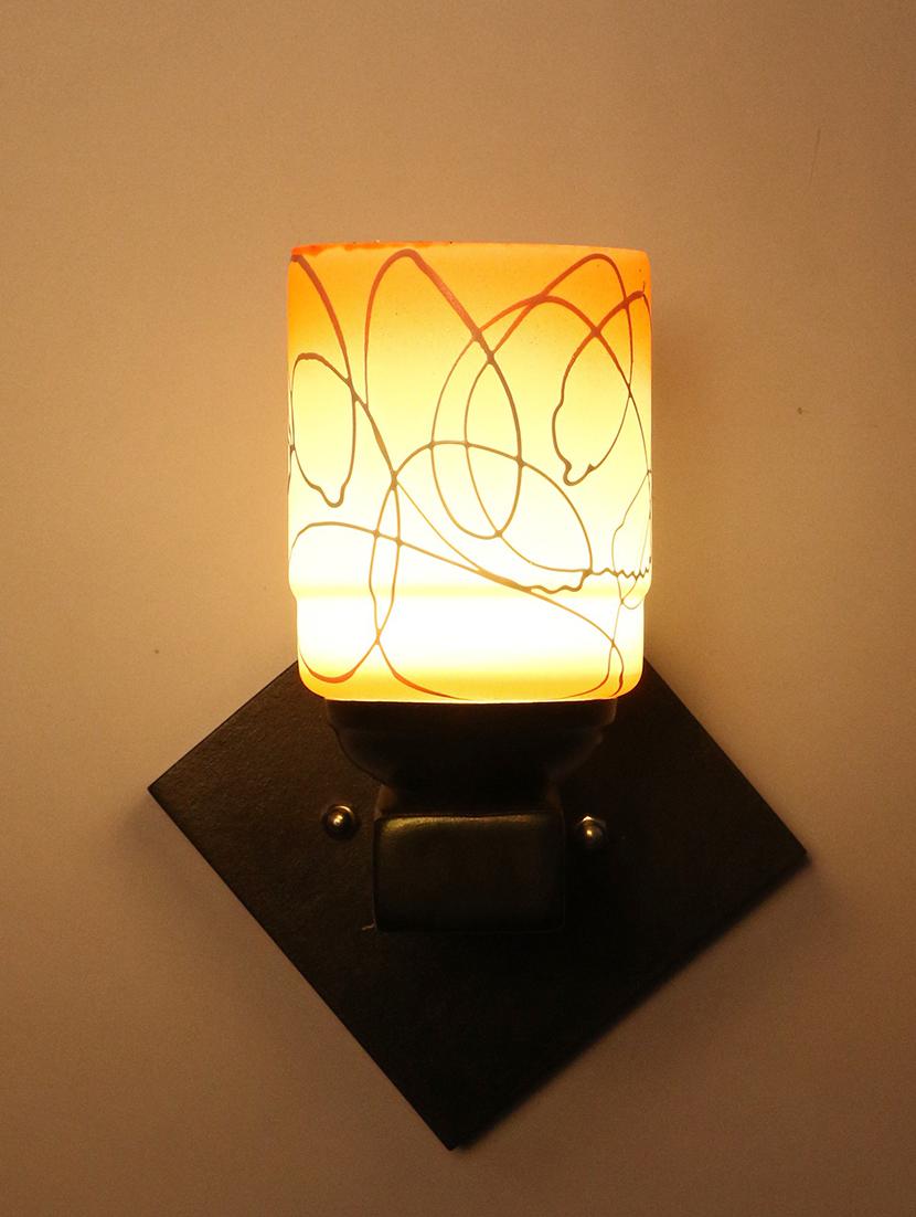 somil flat style designer led sconce wall lamp/ light, 7 watt, yellow, glass, wood, (set of two)-mot70 - 18365344 - Zoom Image - 0