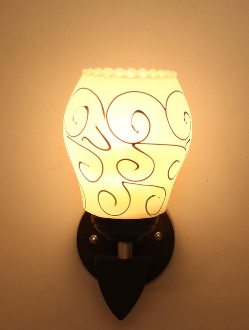 somil designer led sconce glass & wood wall lamp/ light - re052 - 18365360 -  Standard Image - 0