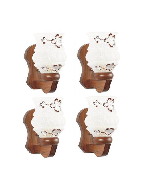 lakshya colorful decortive scone glass wall lamp light with stylish wooden fitting(set of four) dx34 - 18365433 - Standard Image - 0