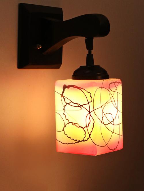 somil pendant decorative led wall lamp/ light, pink, glass, wood, 7 watt (set of 4)-mn70 - 18365446 -  Standard Image - 0