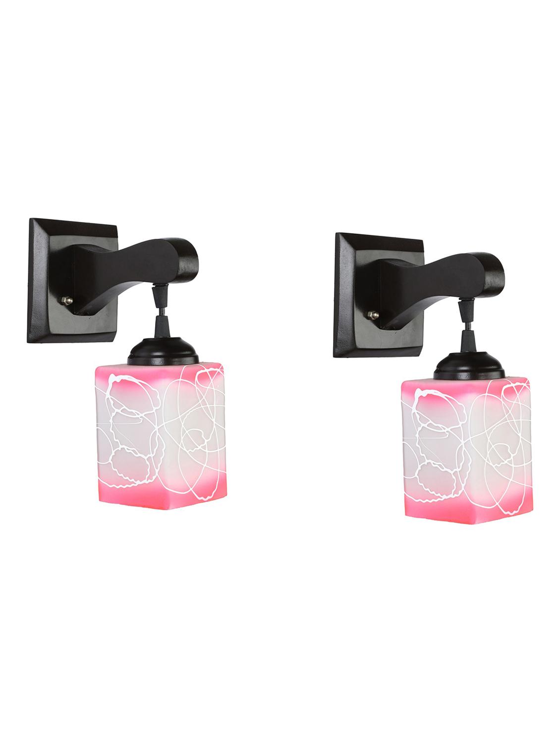 somil pendant decorative led wall lamp/ light, pink, glass, wood, 7 watt (set of 4)-mn70 - 18365446 - Standard Image - 3