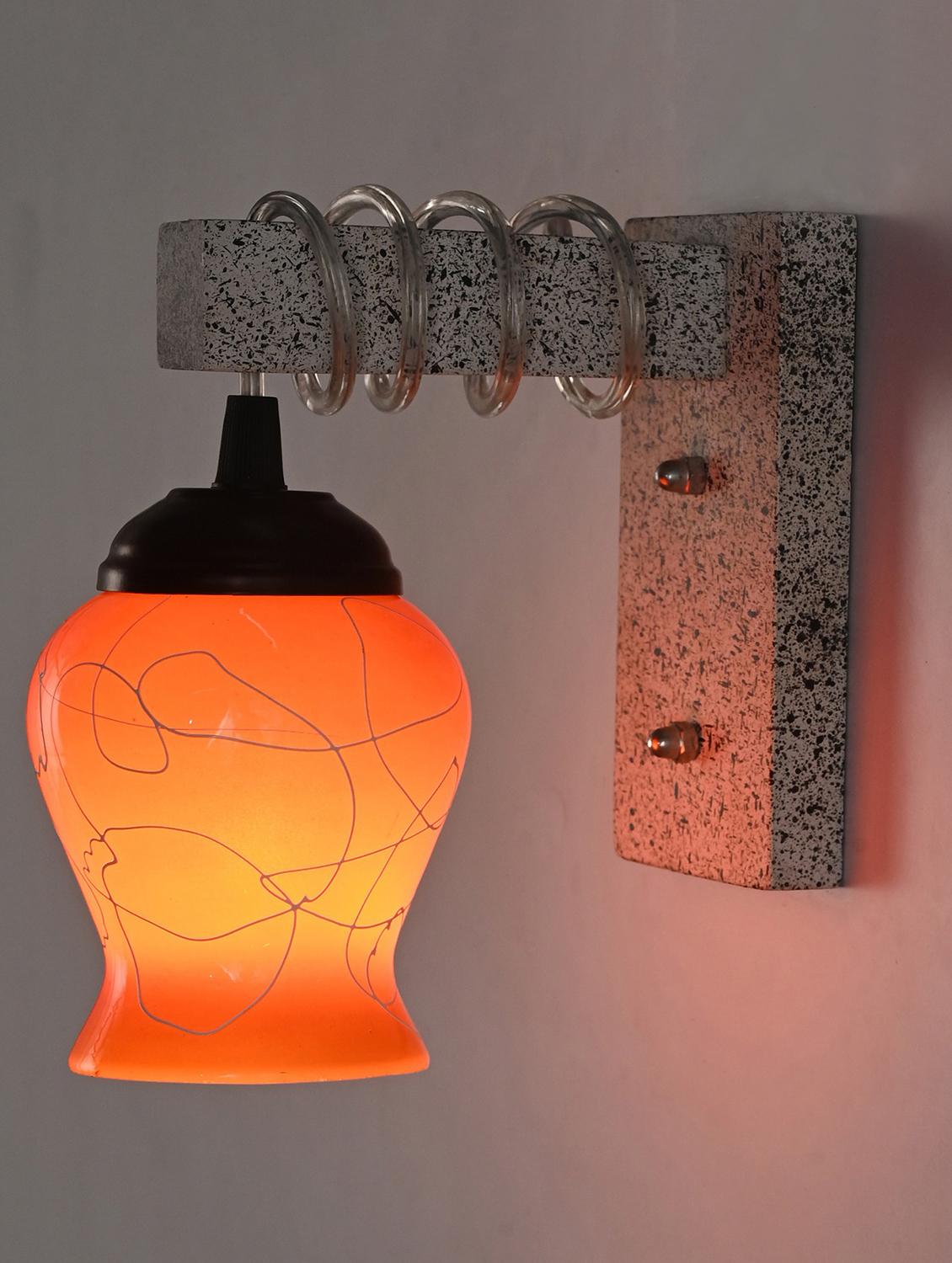 somil designer wood pendant wall light / night lamp of colorful glass shade (set of two)-w76 - 18365467 - Zoom Image - 0