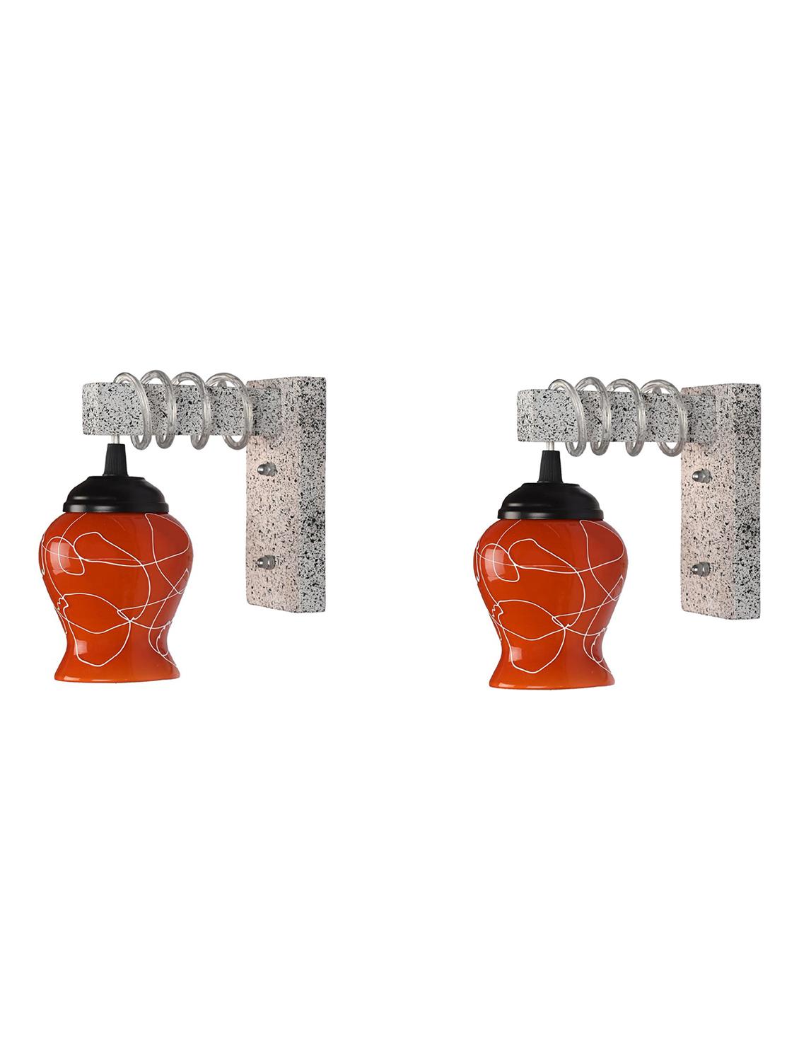 somil designer wood pendant wall light / night lamp of colorful glass shade (set of two)-w76 - 18365467 - Standard Image - 3