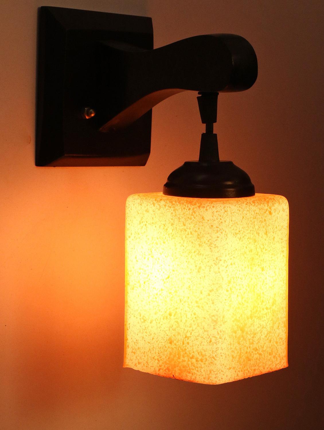somil pendant decorative led wall lamp/ light, orange, glass, wood, 7 watt (set of 4)-mn72 - 18365568 - Zoom Image - 0