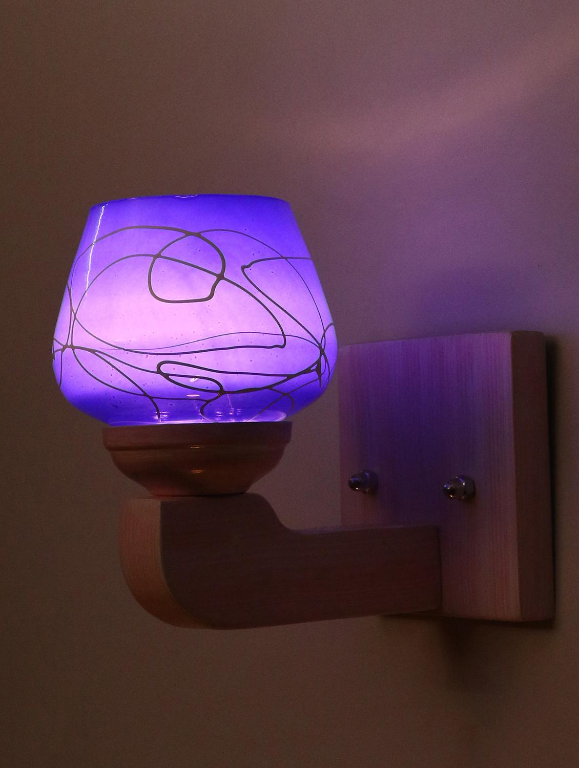 somil led sconce glass wall lamp/light with sweet pink wood fitting, 7 watt (set of 4)-df145 - 18365585 -  Zoom Image - 0