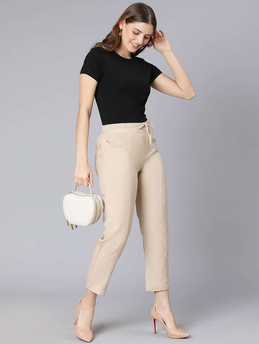 draw-string waist flat front trousers trouser - 18365719 -  Standard Image - 3
