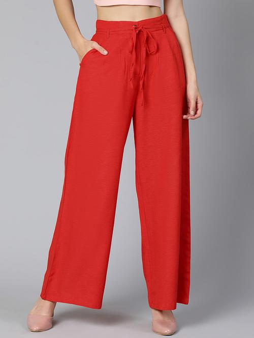 draw-string waist flared flat front trousers trouser - 18365728 - Standard Image - 0