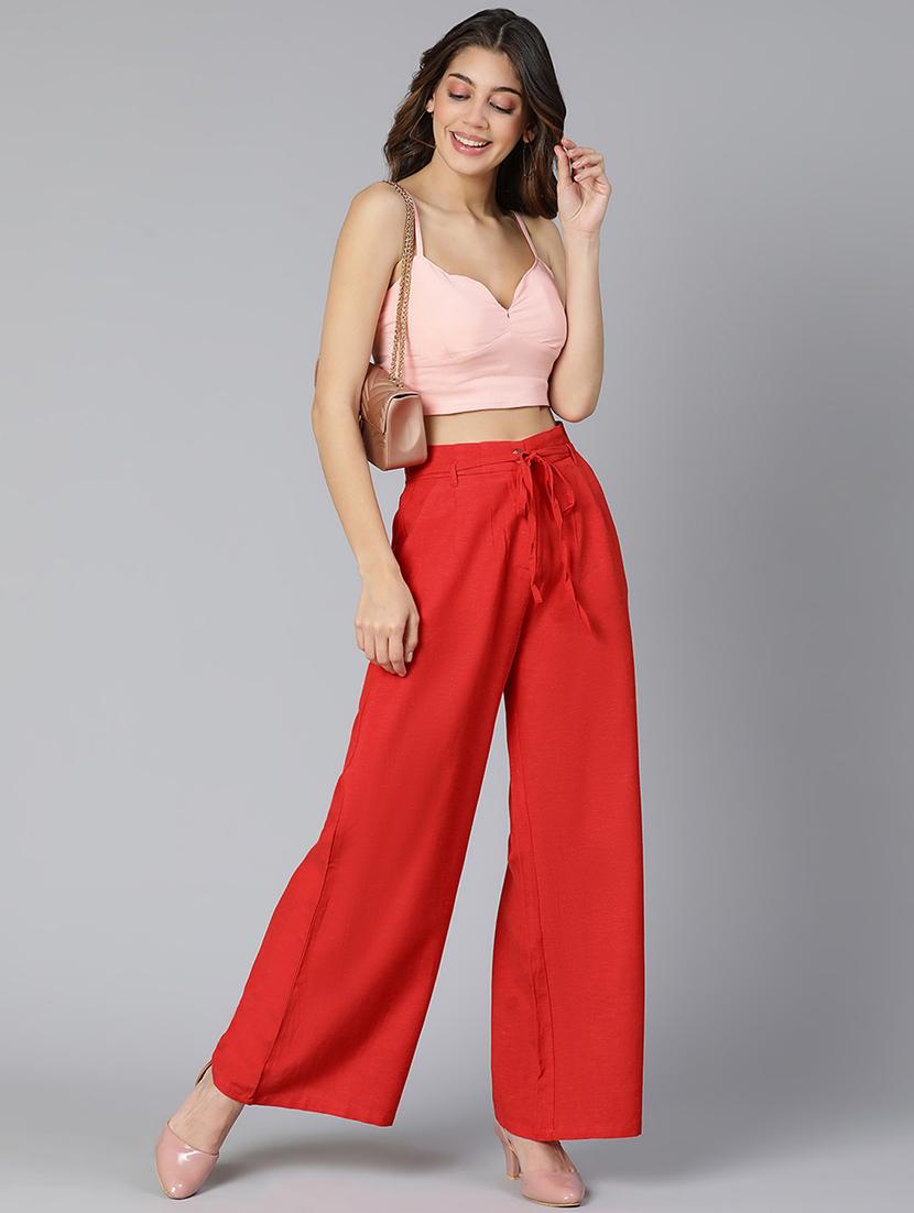 draw-string waist flared flat front trousers trouser - 18365728 - Standard Image - 3