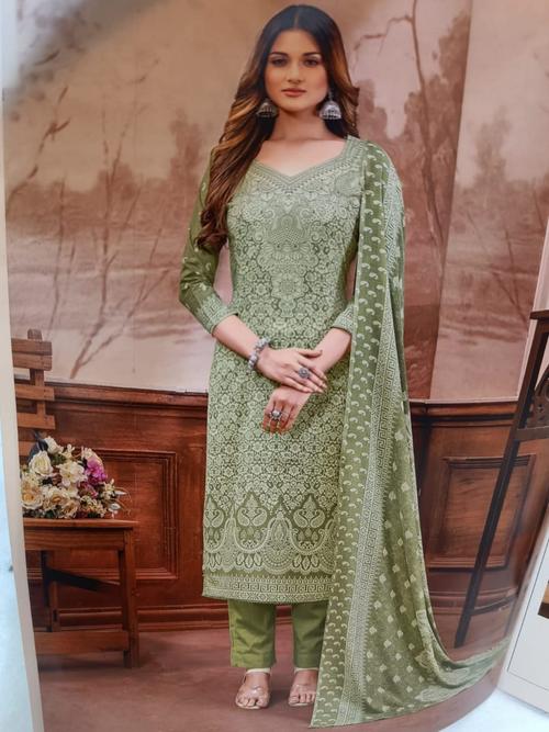 unstitched cotton suit set - 18366240 - Standard Image - 0