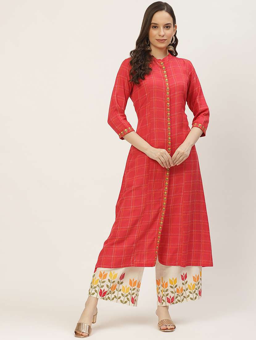 pink rayon kurta palazzo  set