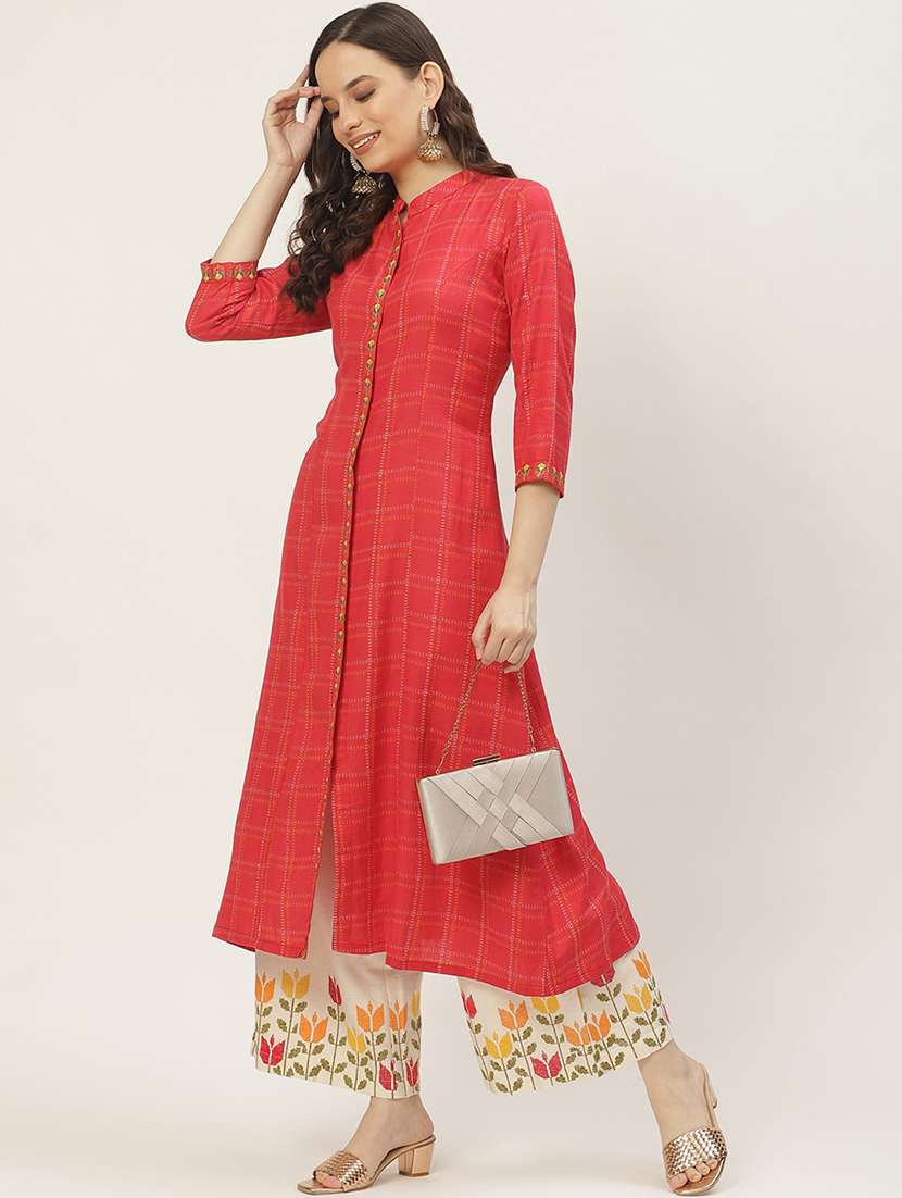 pink rayon kurta palazzo  set - 18366260 -  Standard Image - 3