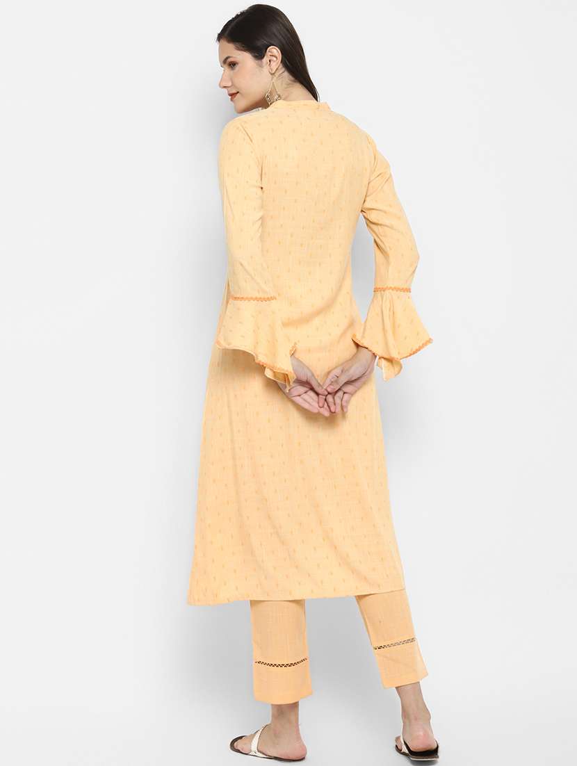 peach viscose kurta pant set - 18366268 - Standard Image - 3