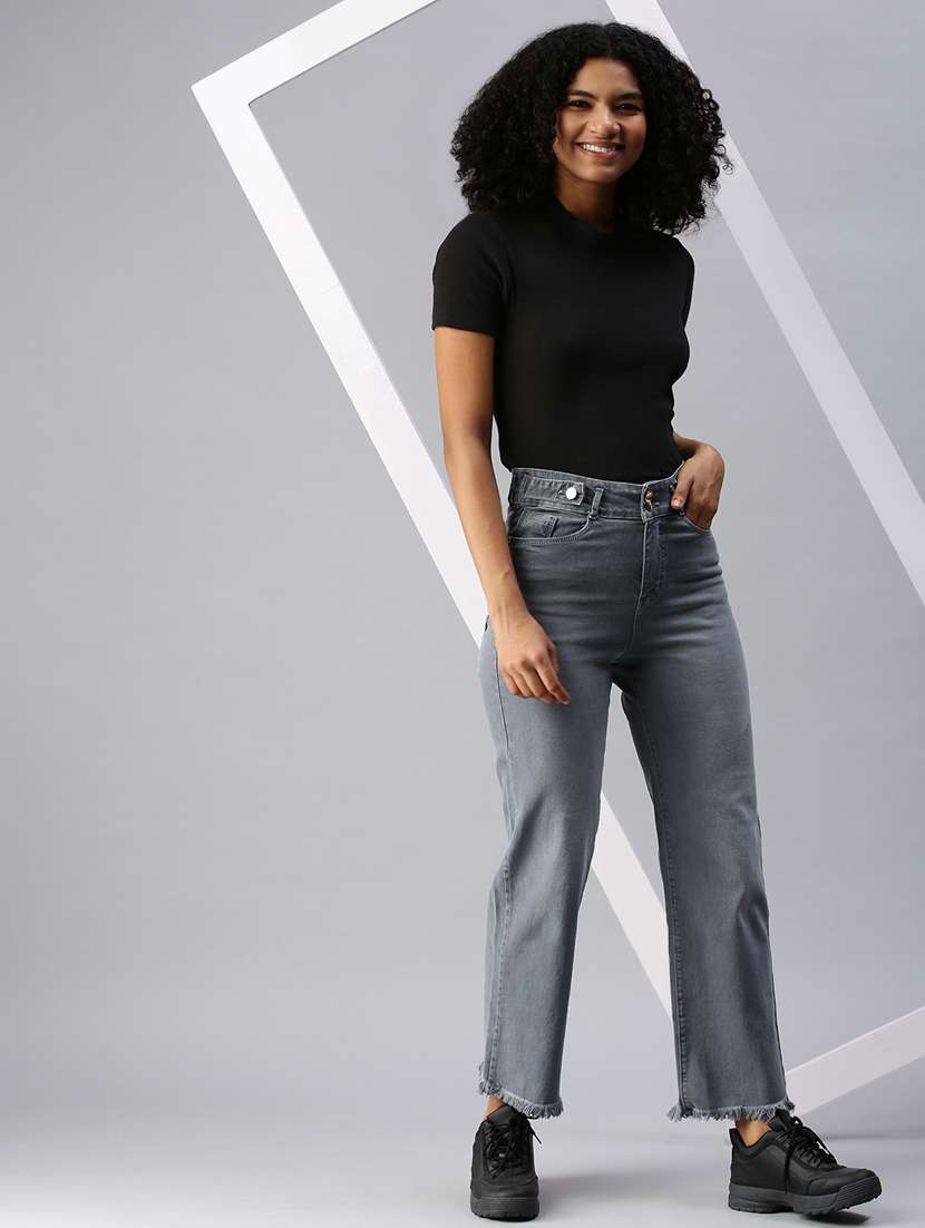 women's plain straight fit jeans - 18366938 -  Standard Image - 3