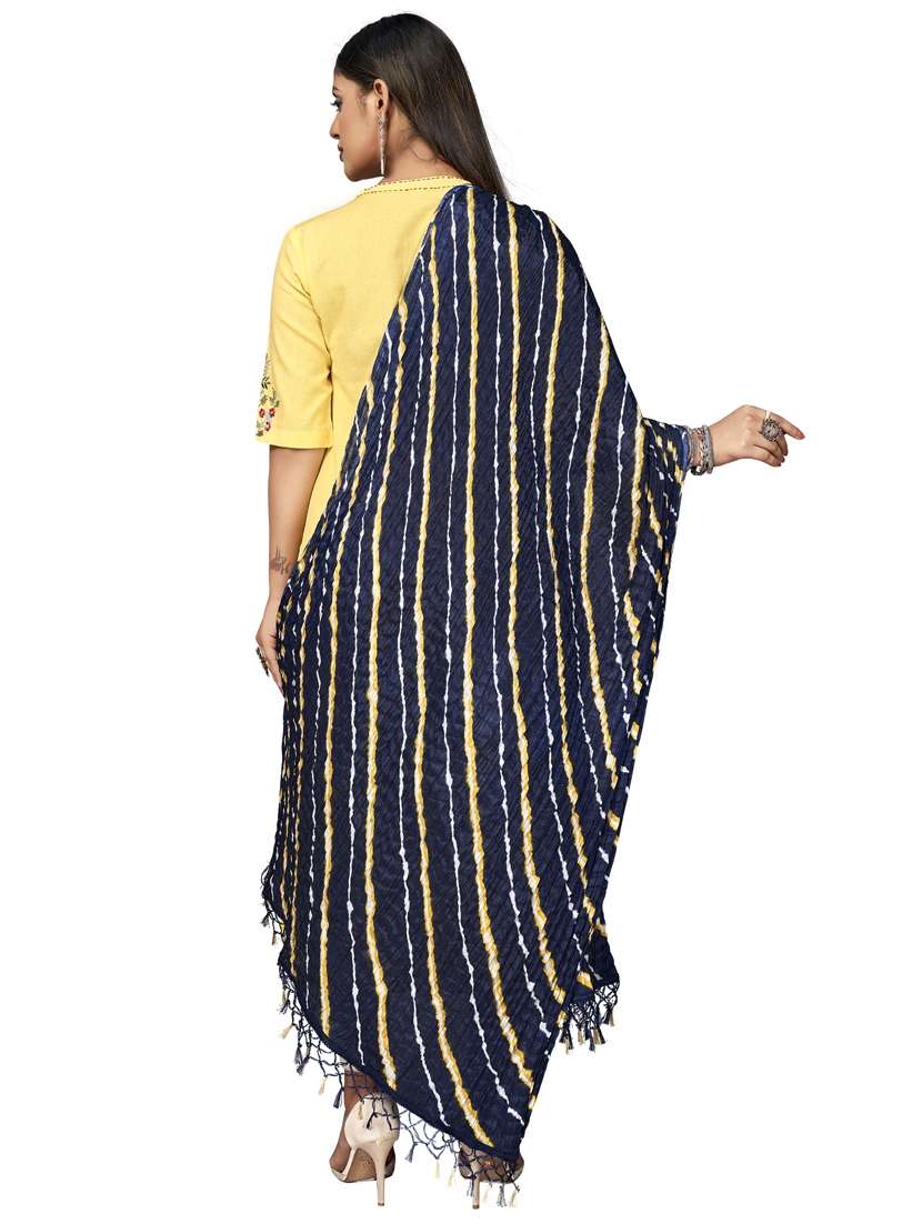 navy blue leheriya print dupatta with fringes - 18367467 - Standard Image - 3