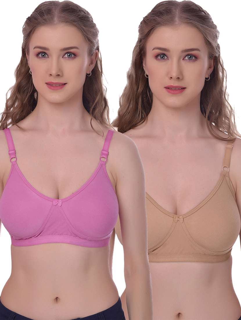set of 2 solid regular bra