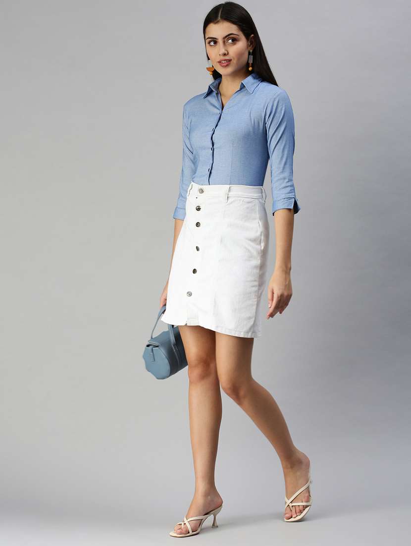 three quarter sleeved solid regular shirt - 18367704 -  Standard Image - 3