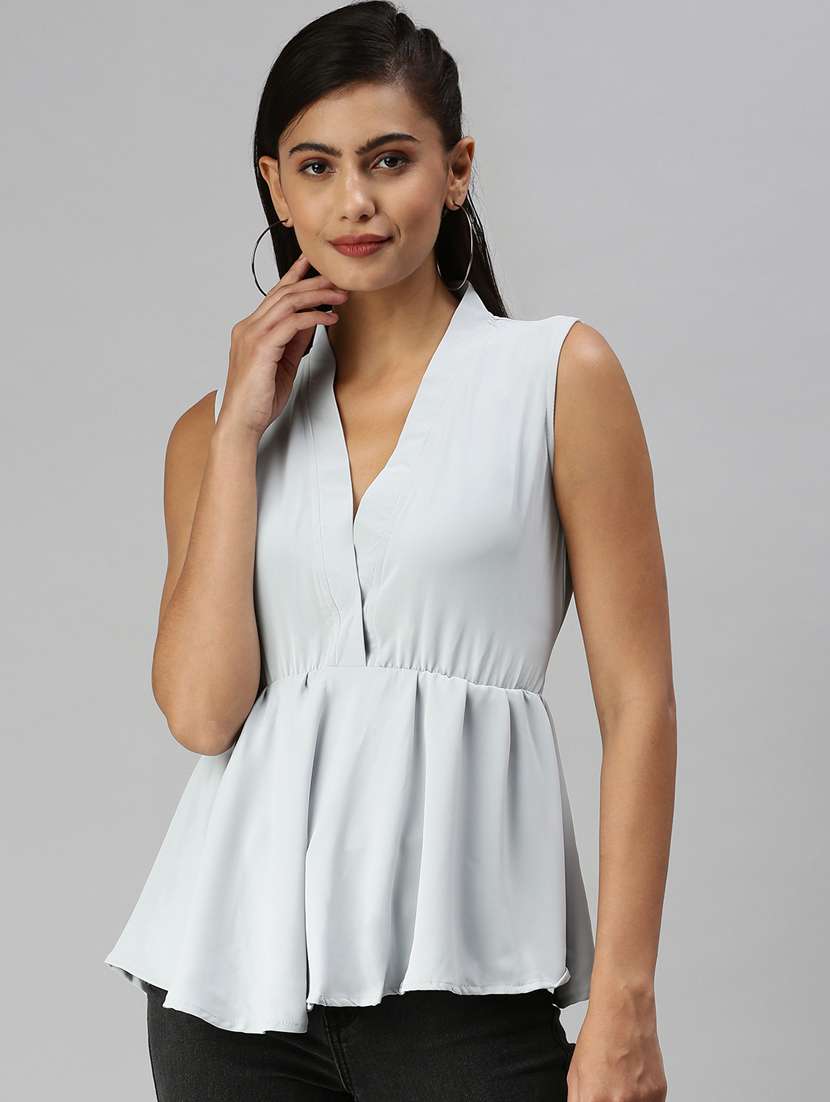 women's peplum v neck top