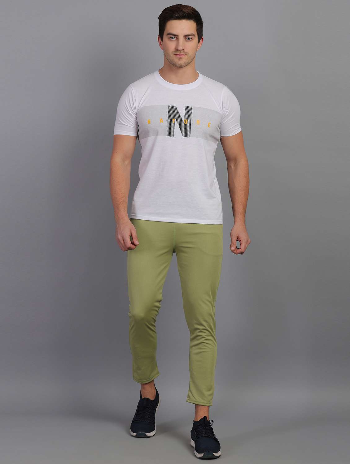 green solid ankle length track pant - 18368184 -  Standard Image - 3