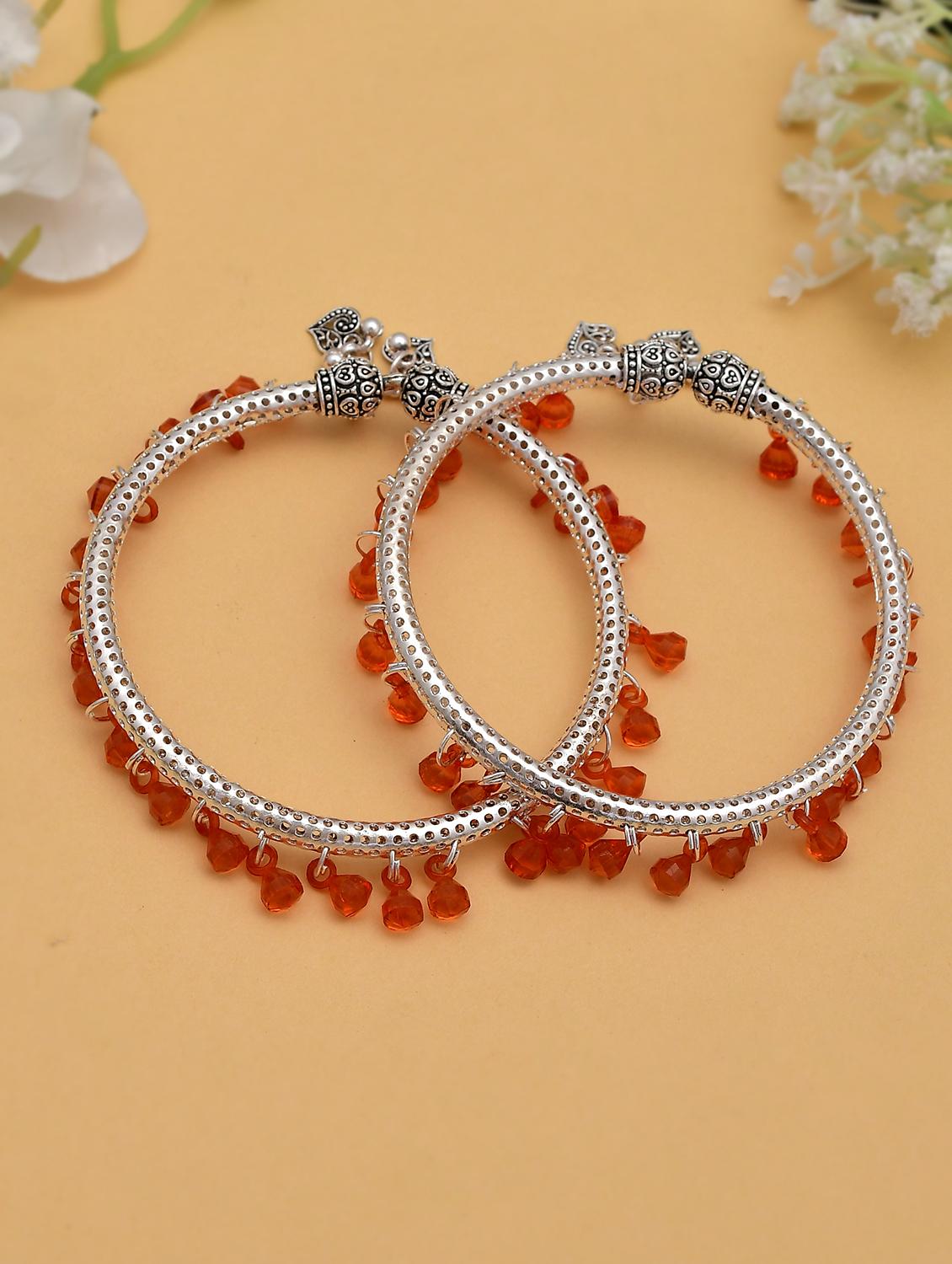 orange drop silver plated kada anklets - 18368967 - Zoom Image - 0