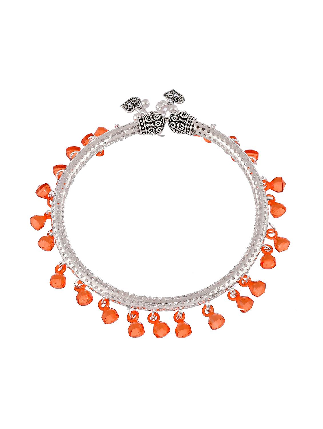 orange drop silver plated kada anklets - 18368967 - Standard Image - 3